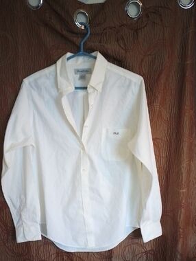 Brooks Brothers White Button-Down Dress Shirt with Chest Pocket Monogram